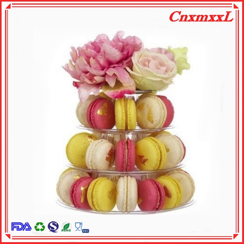 OEM Clamshell 4 Tier Macaron Tower Display Stand For Cake Decoration