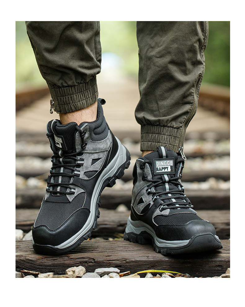 Microfiber Pigskin Flying Knit Safety Work Boots Kevlar Midsole Rubber Sole Work Shoes