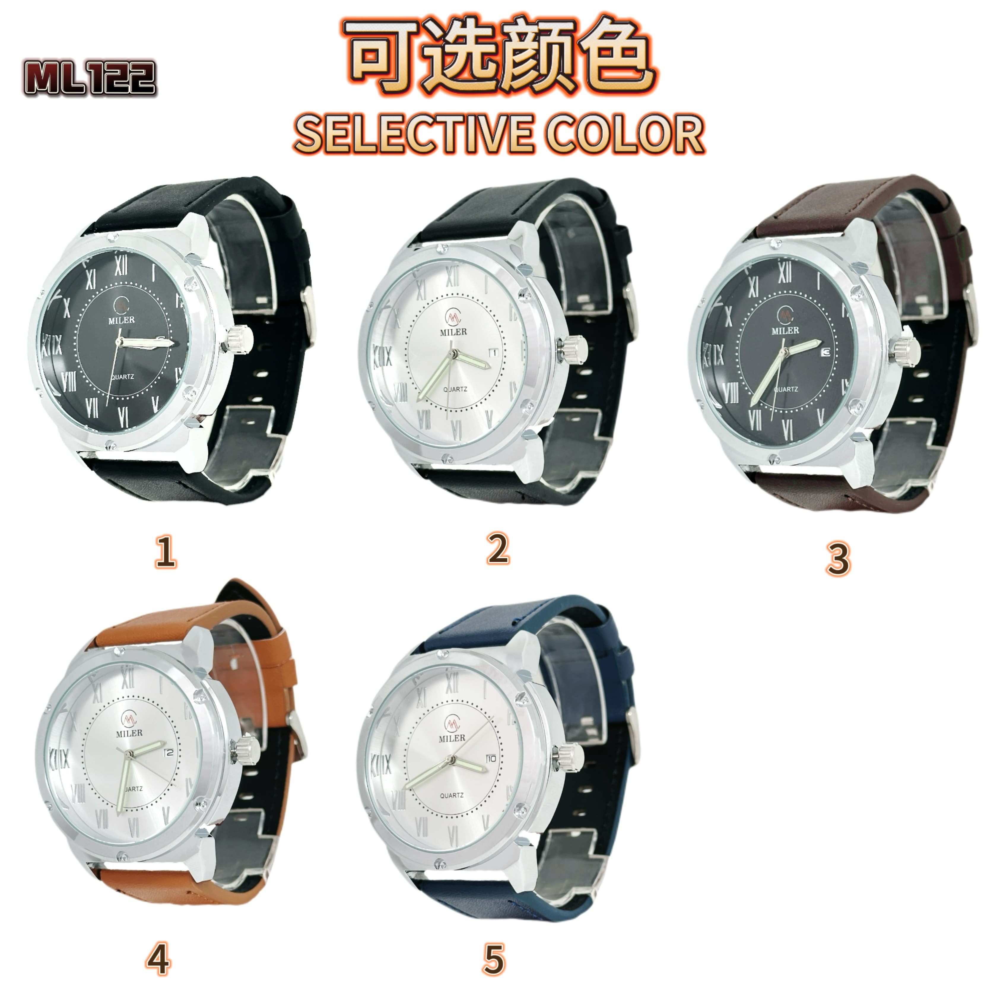 Sport Quartz Watch Leather Strap Clock Men Waterproof Wristwatch