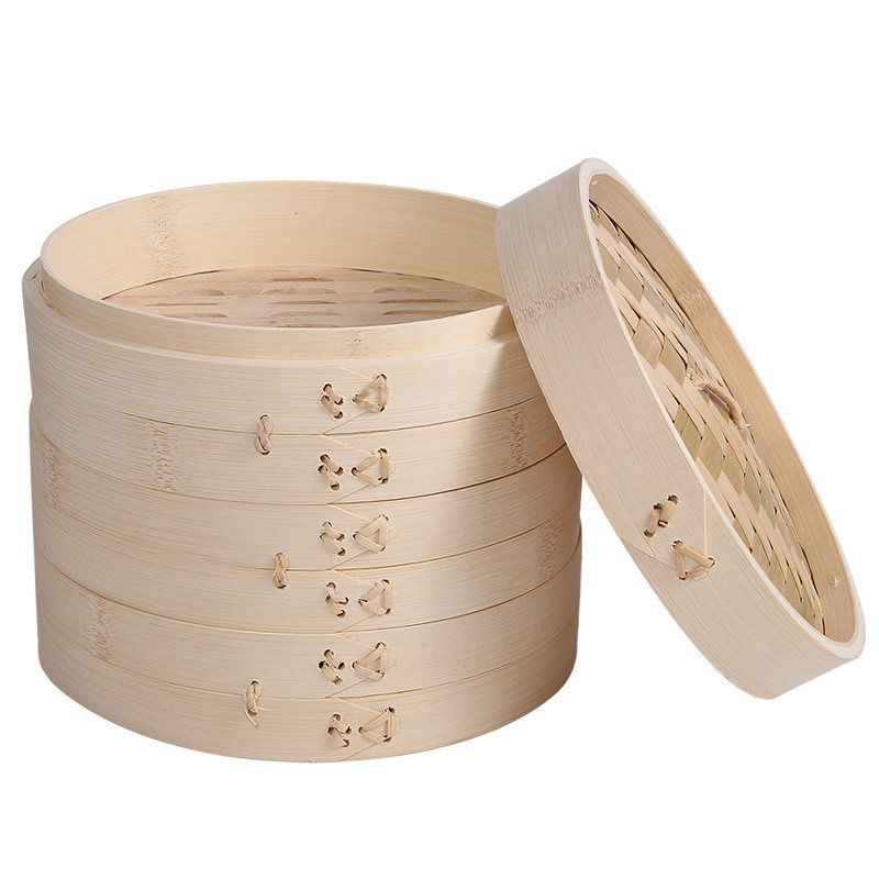 Custom Dim Sum Bamboo Steamers , Two Tier Bamboo Steamer Kitchen