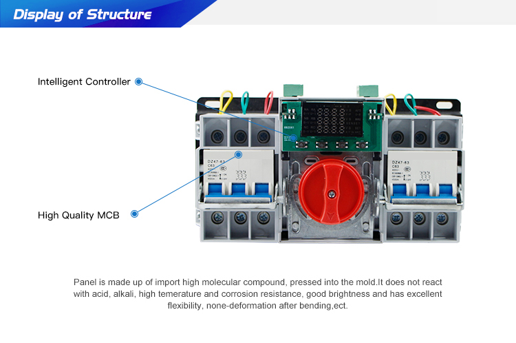 ATSQ1Z 3 Poles 63A Intelligent Double Power Automatic Transfer Switch with LED display