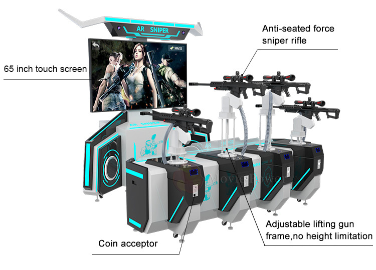 1.5KW Virtual Reality Simulator Movie Power 4 Players Gun Flight Vr Shooting Amusement Machines