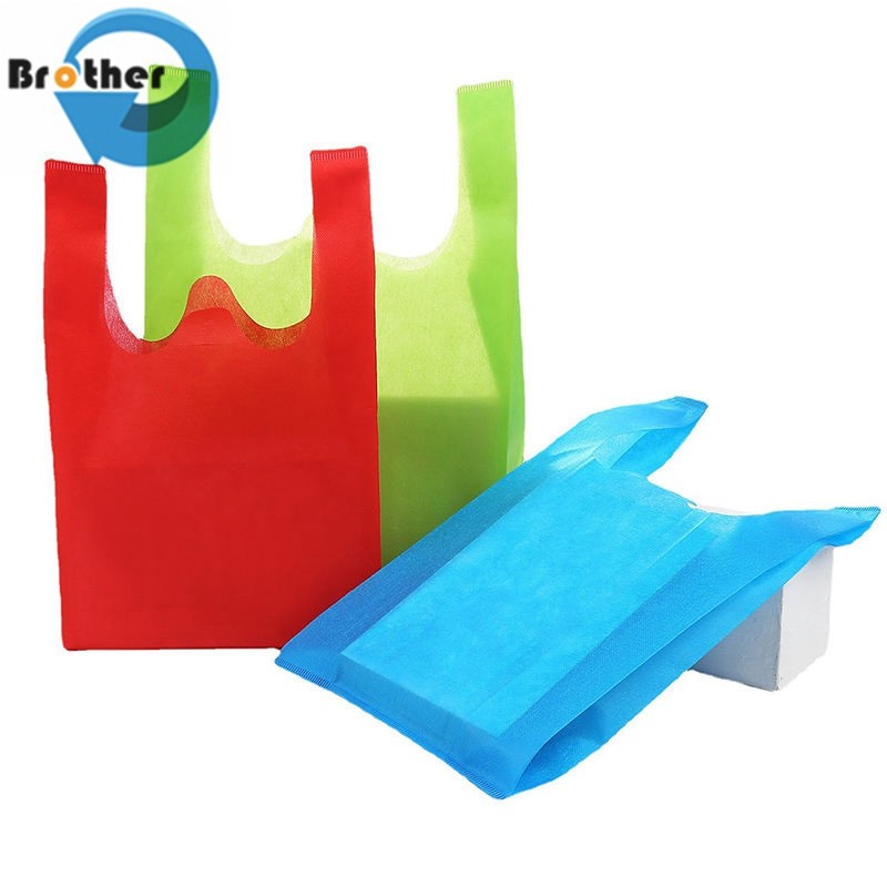 Supermarket Tote Ultrasonic Non-Woven T-Shirt Bag Custom Cheap Reusable PP Non Woven Fabric Shopping Bag