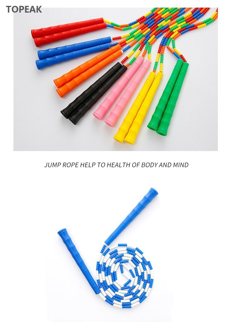 Adjustable Custom Jump Ropes Games Long Handle Beaded Jump Rope 8'6 6'2