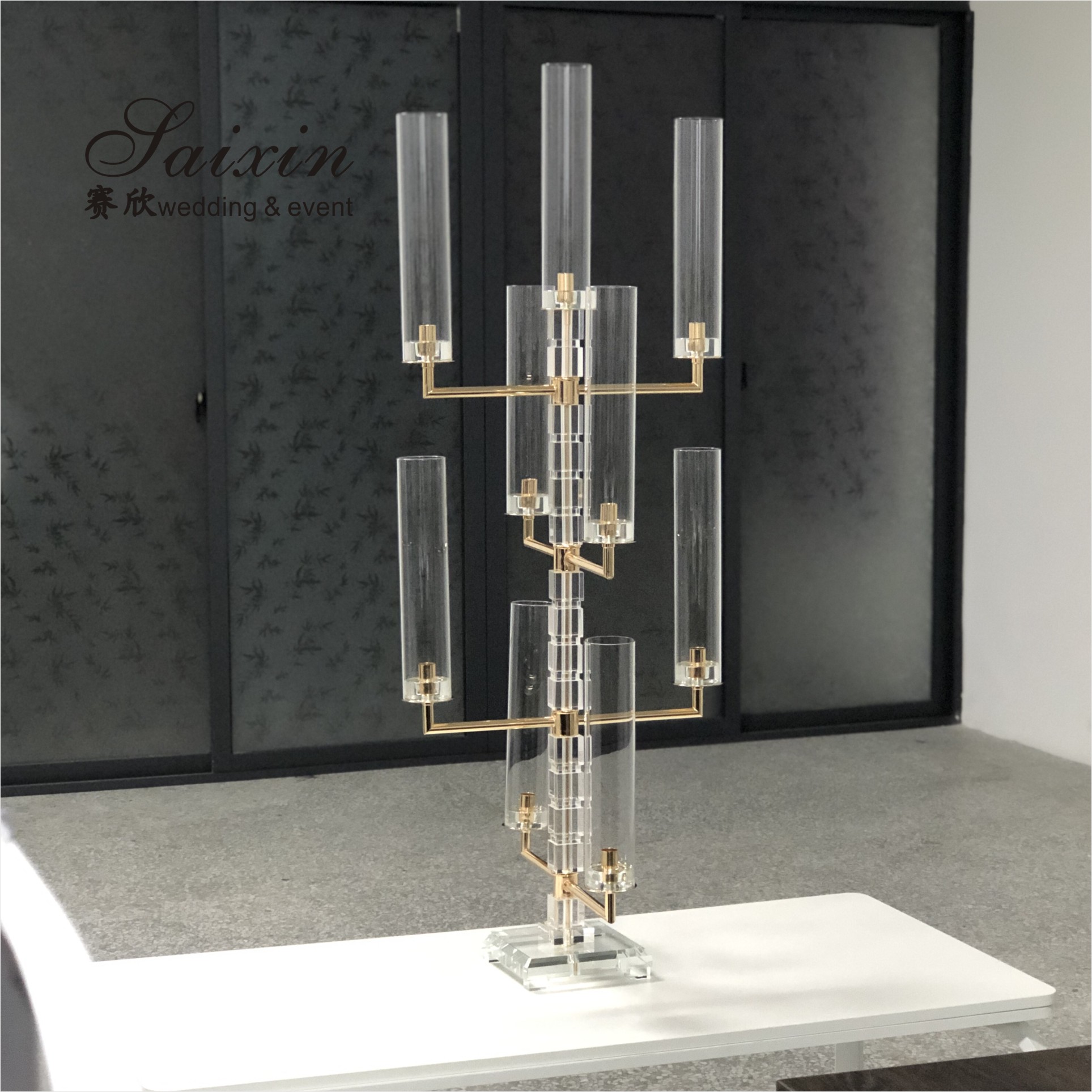 Unique Candle Stand Wedding Table Decoration Clear Crystal Candle Holder