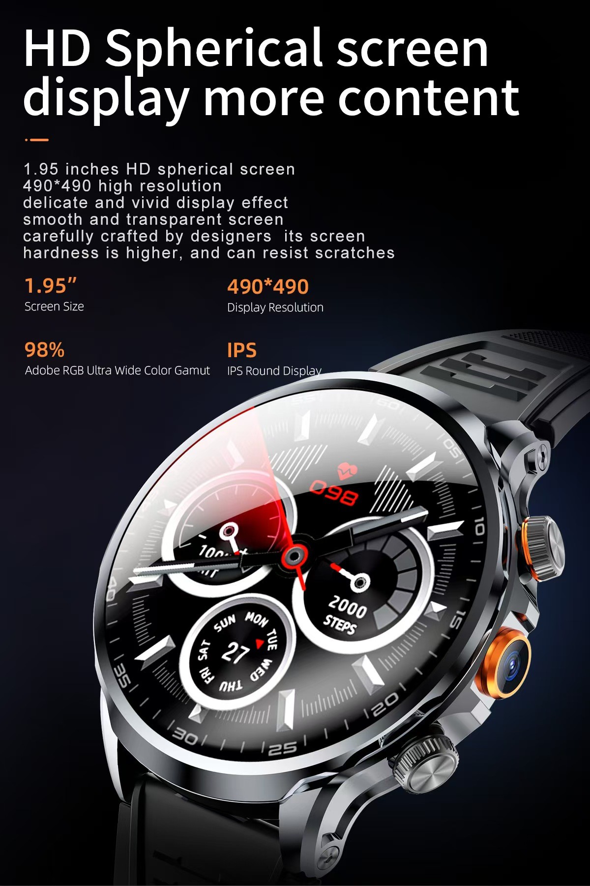 H18 Sim Card Smart Watch 1.85 Inch Screen Magnetic Charging Smart Watch With Gps And Wifi
