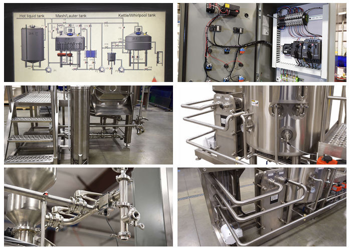Shinning Mirror Polish 2 Vessel Brewhouse / Microbrewery Equipment Steam Heating