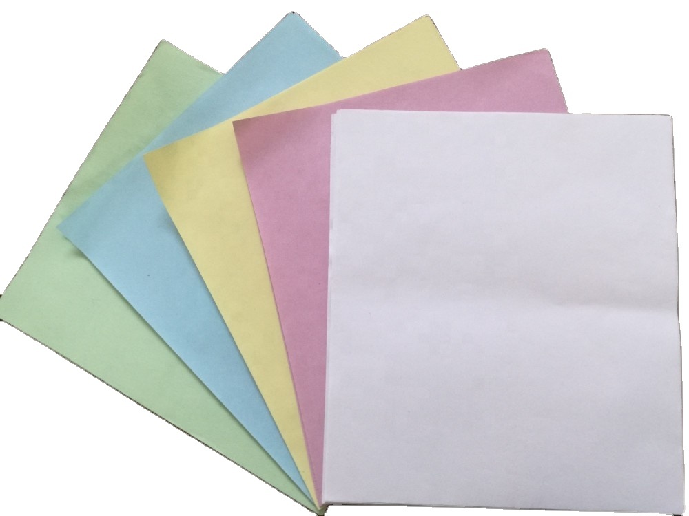 Double Side Coating 100%Virgin Wood Pulp No Carbon Paper White/Pink/Yellow/Blue/Green