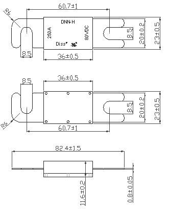 DC80V Bolt-down Fuse Rated Current from 10Ampere to 500Amper fuse UL Certified Made in China