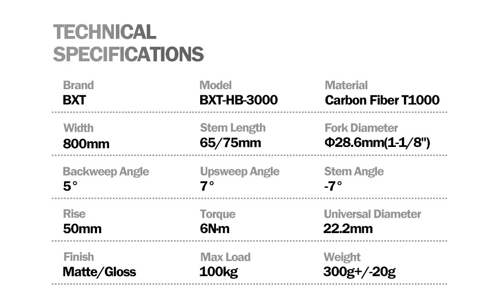 T1000 Carbon Road Bike Handlebar Integrated Carbon Handlebar Mtb Width 800mm