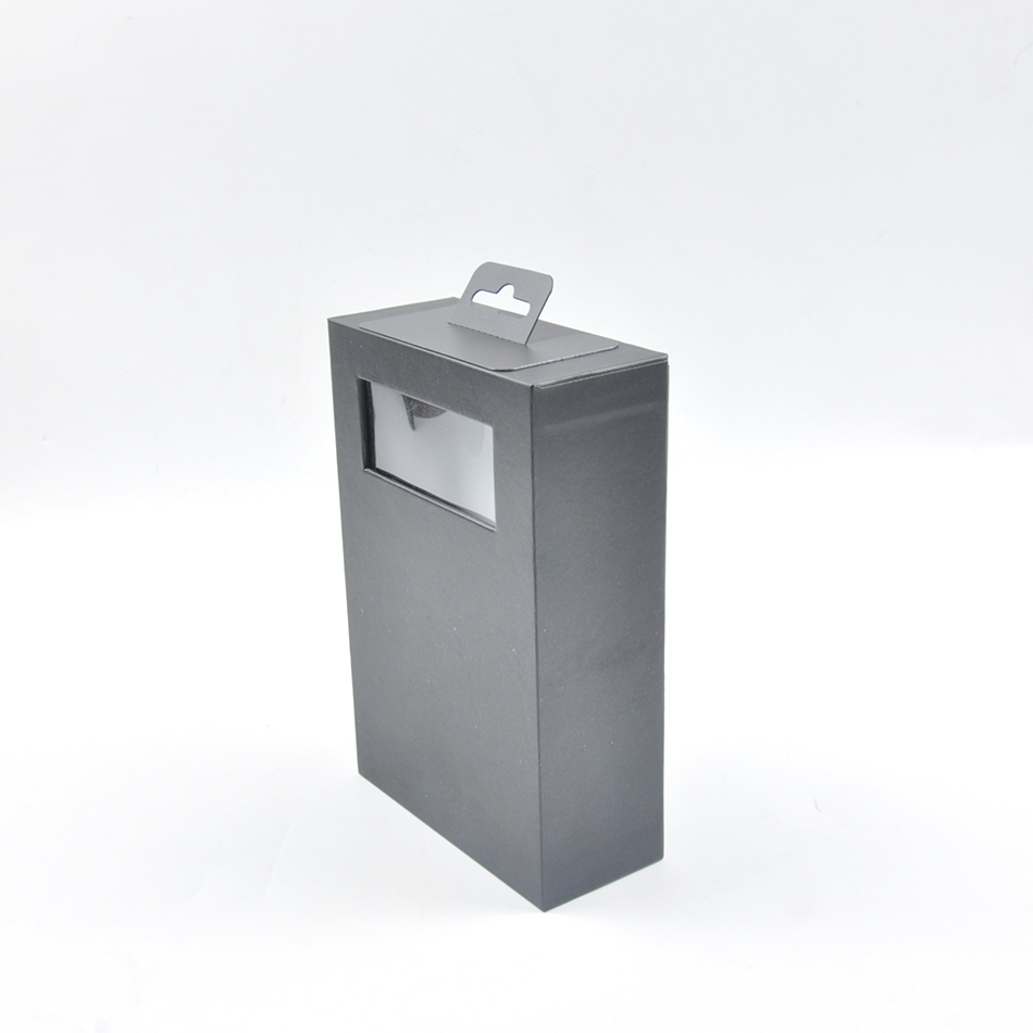 Black Window Box Packaging / Earphone Cardboard Box With Window Lid