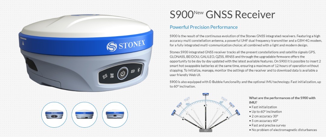Magnesium Alloy Shell GNSS RTK Receiver Stonex S900A/S9II Bluetooth Module