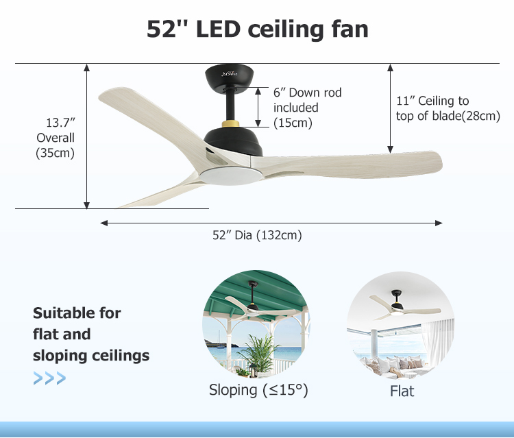 10- 1stshine ABS Blades Dimmable LED Lighting Ceiling Fan for Restroom in Mulit Colors