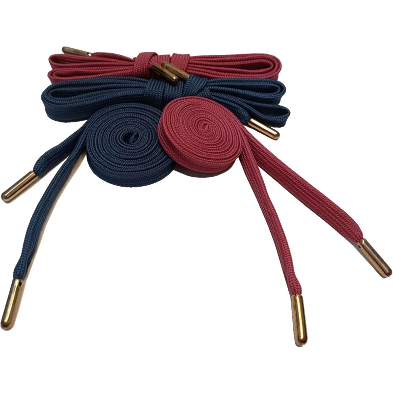 10mm 3/8 100 Polyester Braided Flat Shoe Laces Dark Blue Yellow Green
