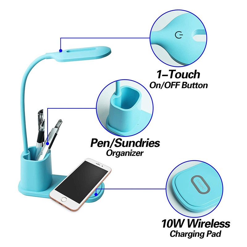 Practical Portable 180Lm Desk Lamp Wireless Charger With Pen Holder