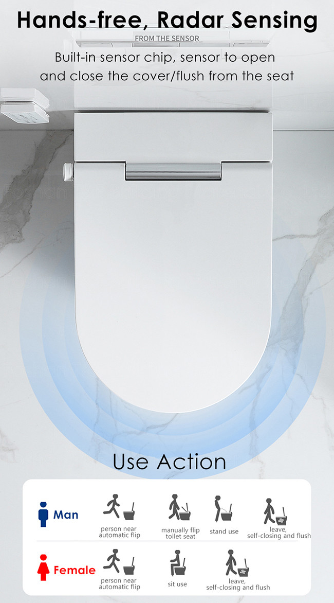 Elongated Rimless Toilet Bowl Intelligent Wall Hung for Bathroom
