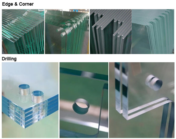 Flat / Curved Laminated Safety Glass, Clear White Double Glazing Toughened Glass
