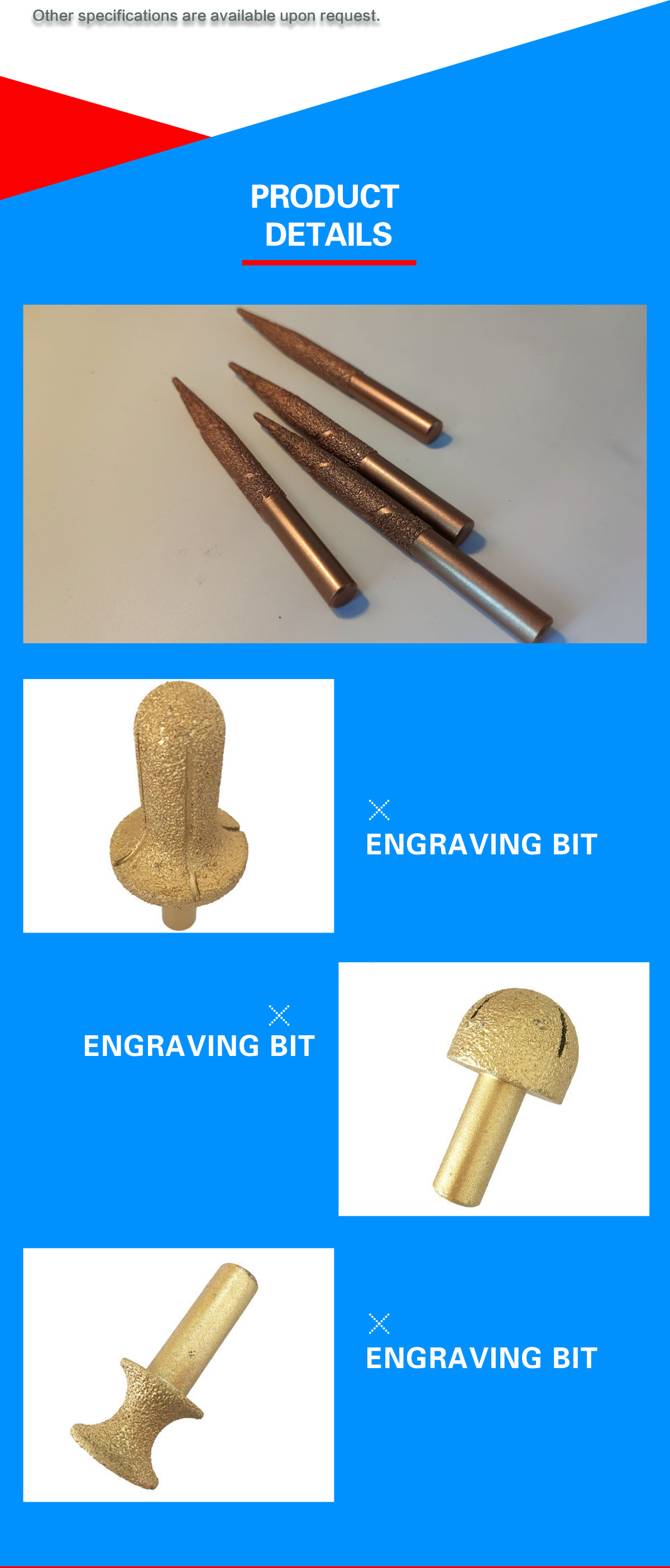 Diamond Engraving Bits for CNC Machine 20mm/25mm/30mm/40mm/50mm/60mm Working Length