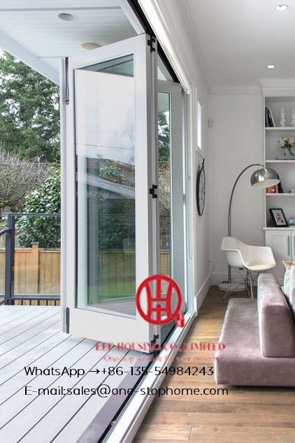 White color low-E glass thermal break aluminum folding door for villa house