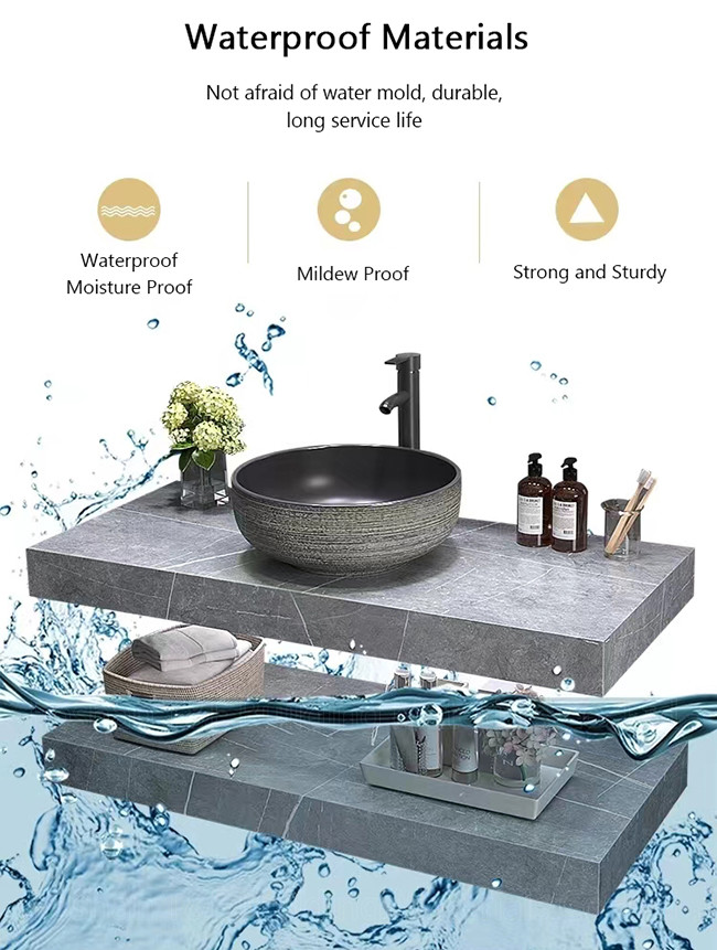 Rectangle Double Sink Waterproof Bathroom Vanity With Smart Lighted Led Mirror