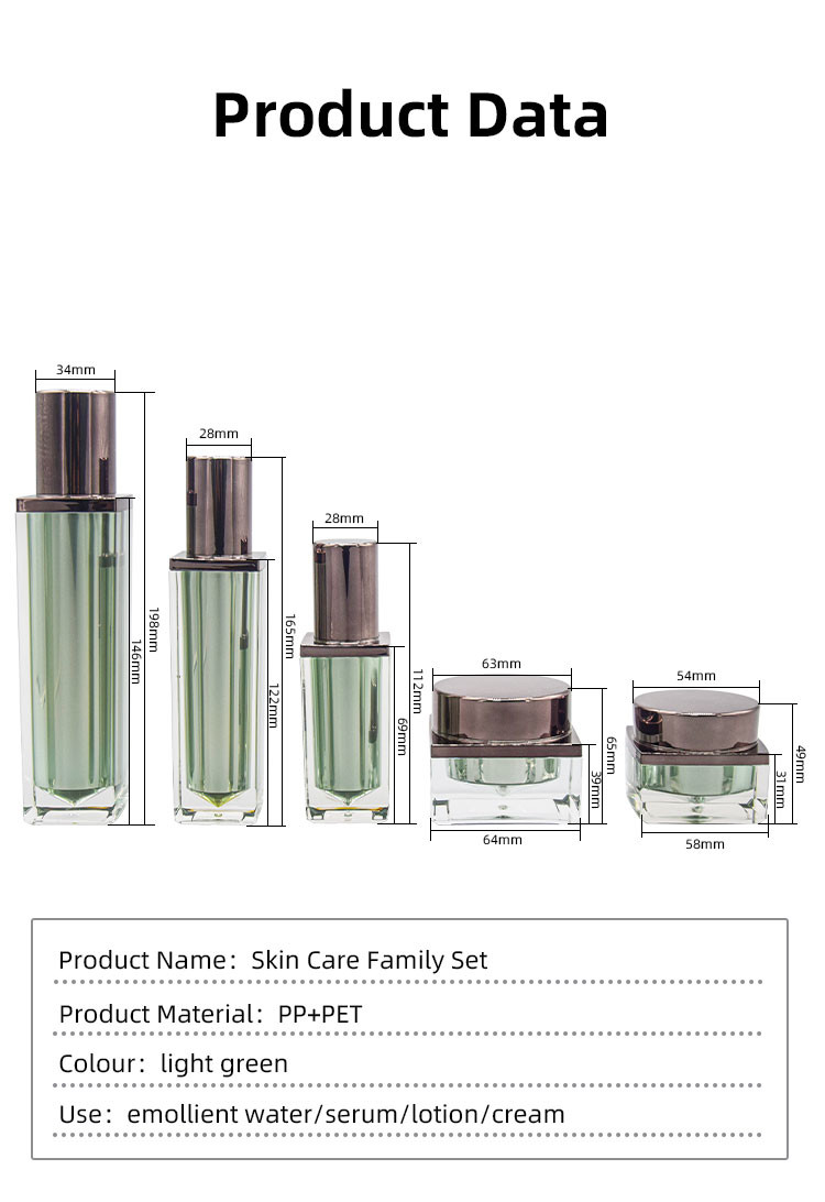 Cosmetic Square Lotion Bottles Cream Jars Acrylic Skincare Set