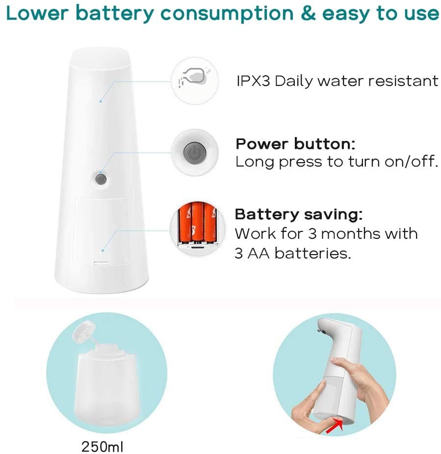 IPX3 ABS Electric Sensor Quick Foam Sanitizer Dispenser For Home