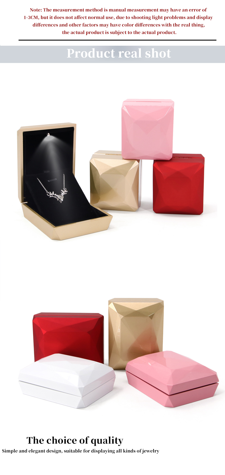 Custom Logo PU Plastic Gold Jewelry Packaging Box with LED Light Jewelry Package