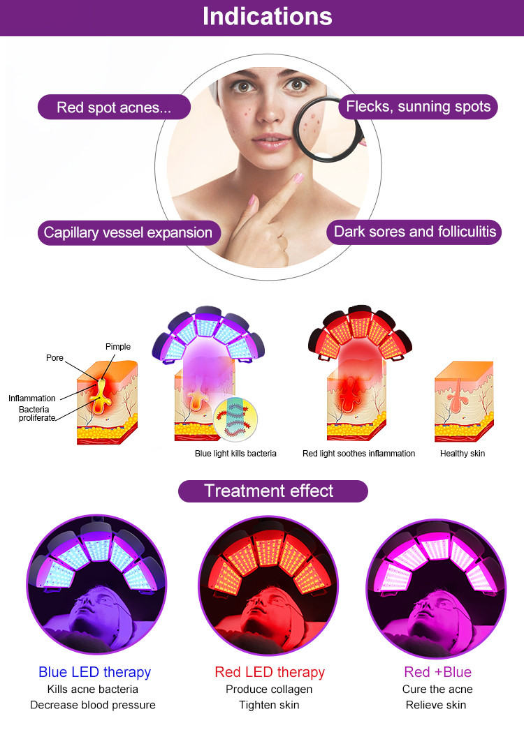 PDT LED Light Therapy Machine for Flecks Spots Acne Treatment Skin Beauty Machine