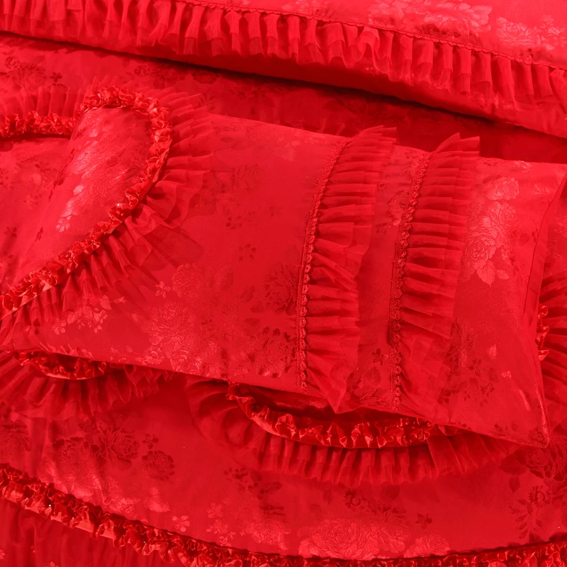 100% Cotton Embroidery 60S Quilt Cover Bridal Bed Sheet Sets Comforter Bedding Set Wedding Souvenirs Gift