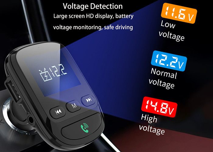 1.44inch LCD FM Transmitter Bluetooth Car Kit BLE5.0 Car Charger Bluetooth Adapter