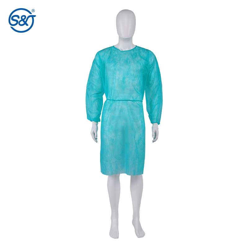 S&J Breathable and Flexible Disposable Non woven pp pe Medical Isolation Gown 510k 35g pp Latex-free Surgical Isolation Gowns