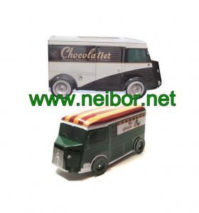 China Custom design special shape tin toy tin car tin truck tin van  cookie box chocolate box on sale
