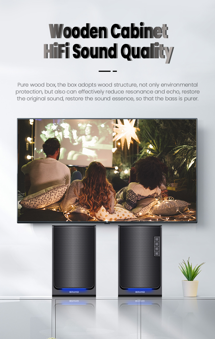Desktop Speakers Wireless HiFi Wooden Black Bookshelf Speakers with Remote Control