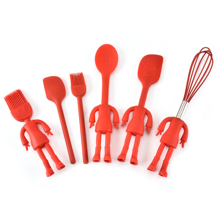 Country Kitchen Set Of Five Silicone MINI Kitchen Utensil Set Silicone Kitchen Baking Tools Whisk Tong, Spatula, Spoon