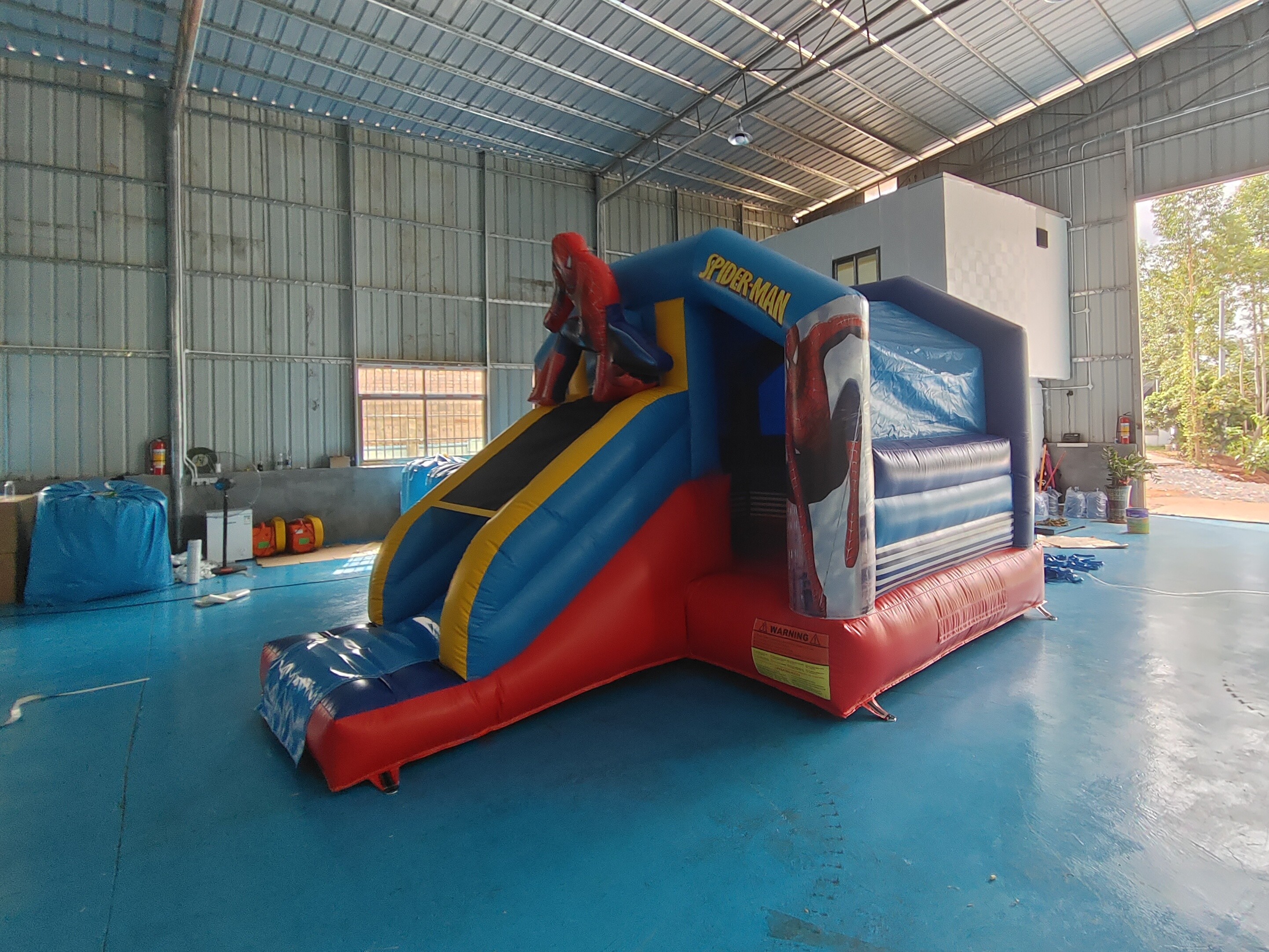 Fireproof 0.55mm Inflatable Jumping Castle Bouncer Combo With Slide Spiderman