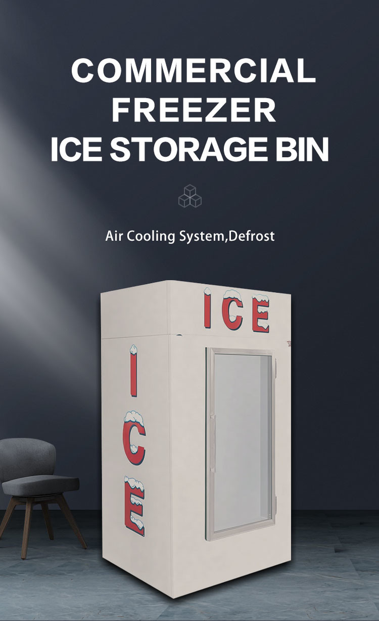 R404a Outdoor Ice Merchandiser Display Air Cooling Ice Cream Merchandiser
