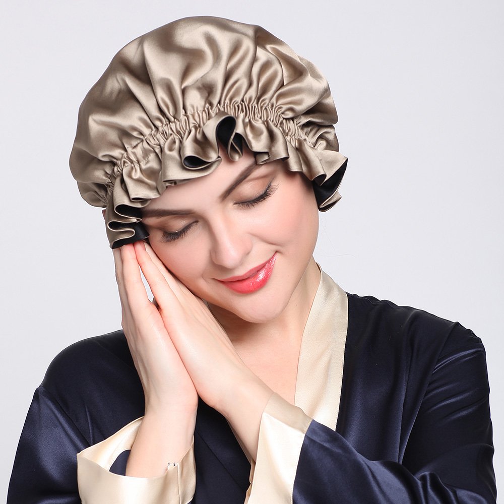 19mm Double Sided Reversible Silk Bonnet , Adults Silk Head Wrap Sleep