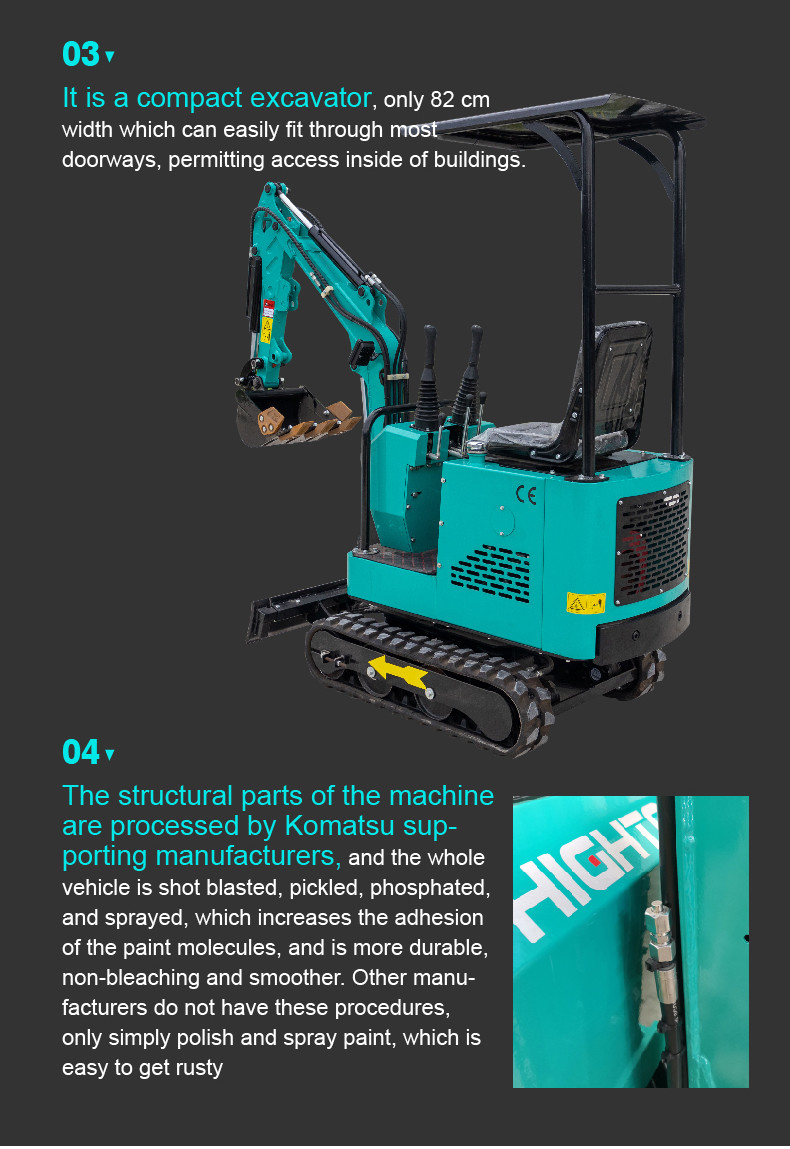 PC10 Euro5 Hightop Mini Excavator Machine With Roll Over Protection System Function
