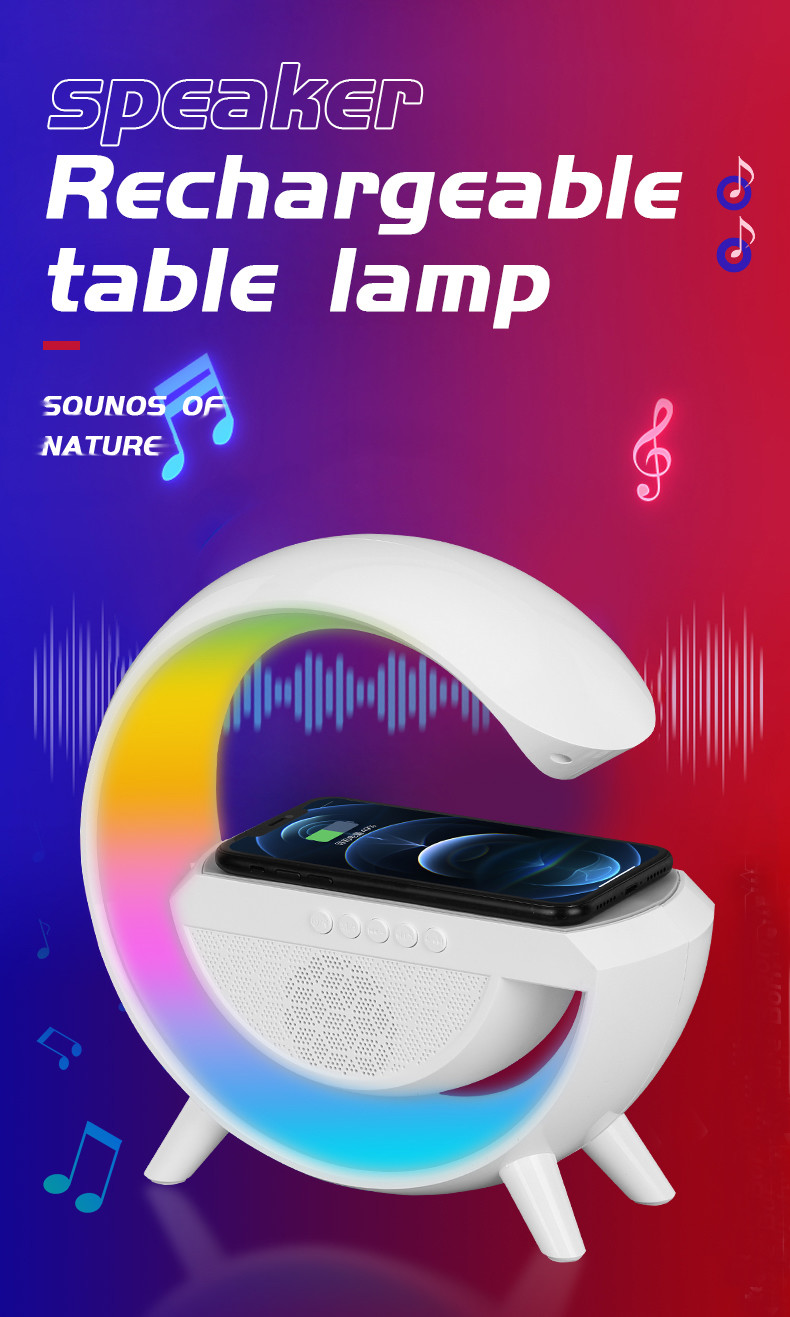10W Smartphone Wireless Fast Charger Wireless Bluetooth Speaker With RGB Light Lamp