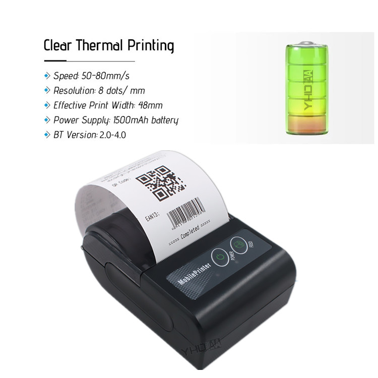 58mm Portable Mini Thermal Printer Wireless POS Receipt Printer 90mm/s