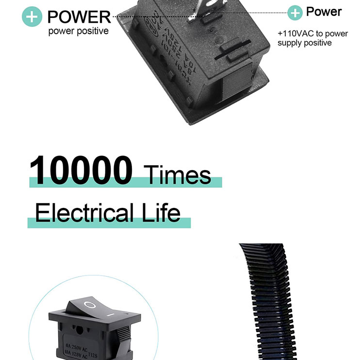 AC 6A/250V 10A/125V Black 2 Pin Position Snap in ON OFF Electrical Boat Rocker Switch