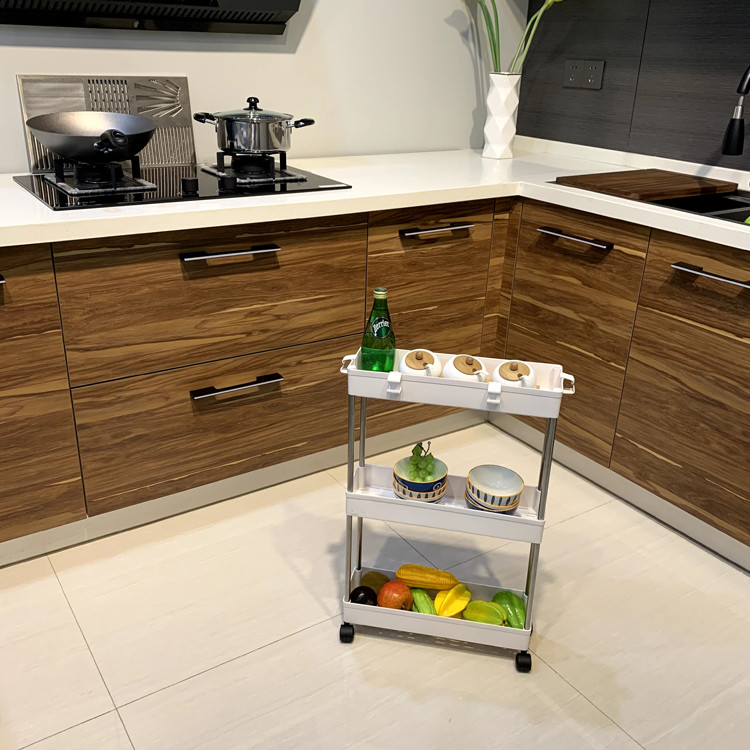 Flexible Narrow Wire Rolling Carts With Fixed Wheels For Tableware Storage Portable