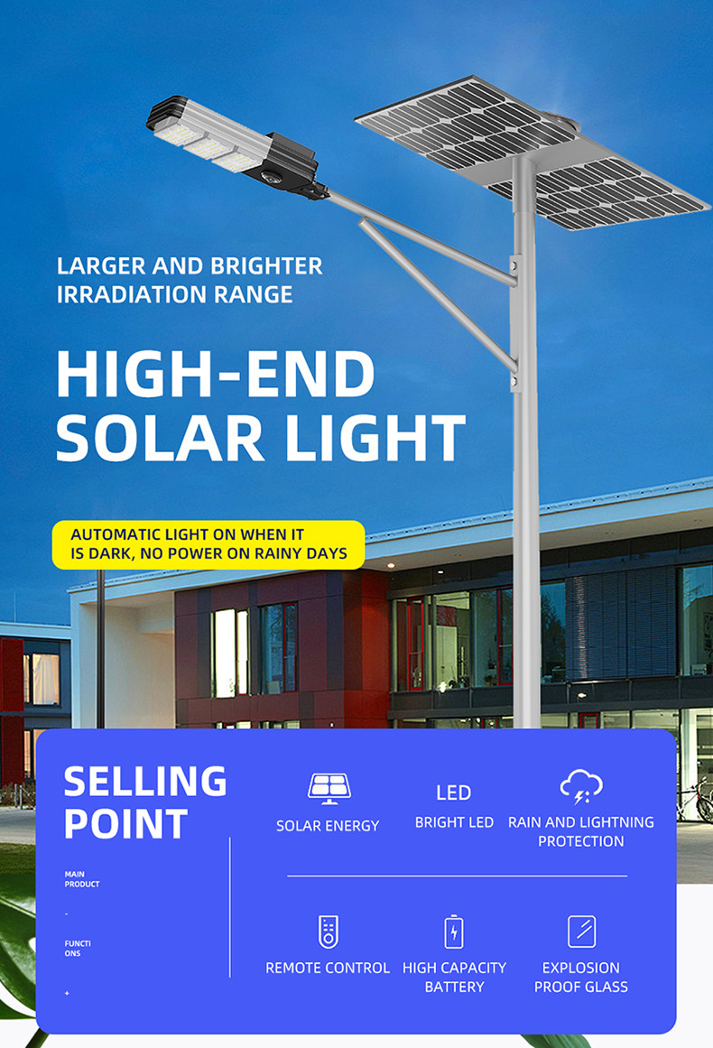 250w Solar Powered Led Street Lights Design 5 Heads Road Light Parking 66x22x9cm