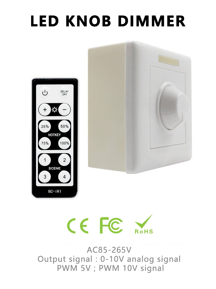 AC 85V 265V 10A LED Controller Dimmer Knob 86 Type Wall Mount