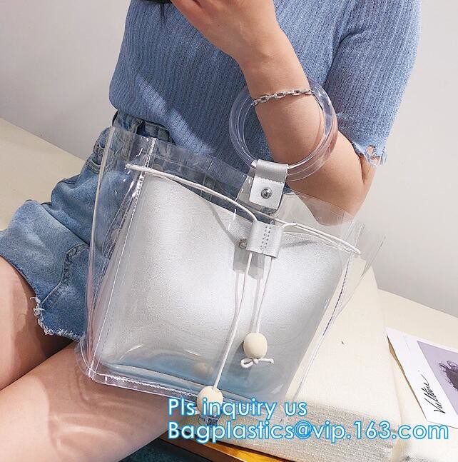 Beauty Flower Color PVC tote shopping bag, PVC Coating 600D Polyester Tote Bag Grocery Bag with Zipper Closing, handle