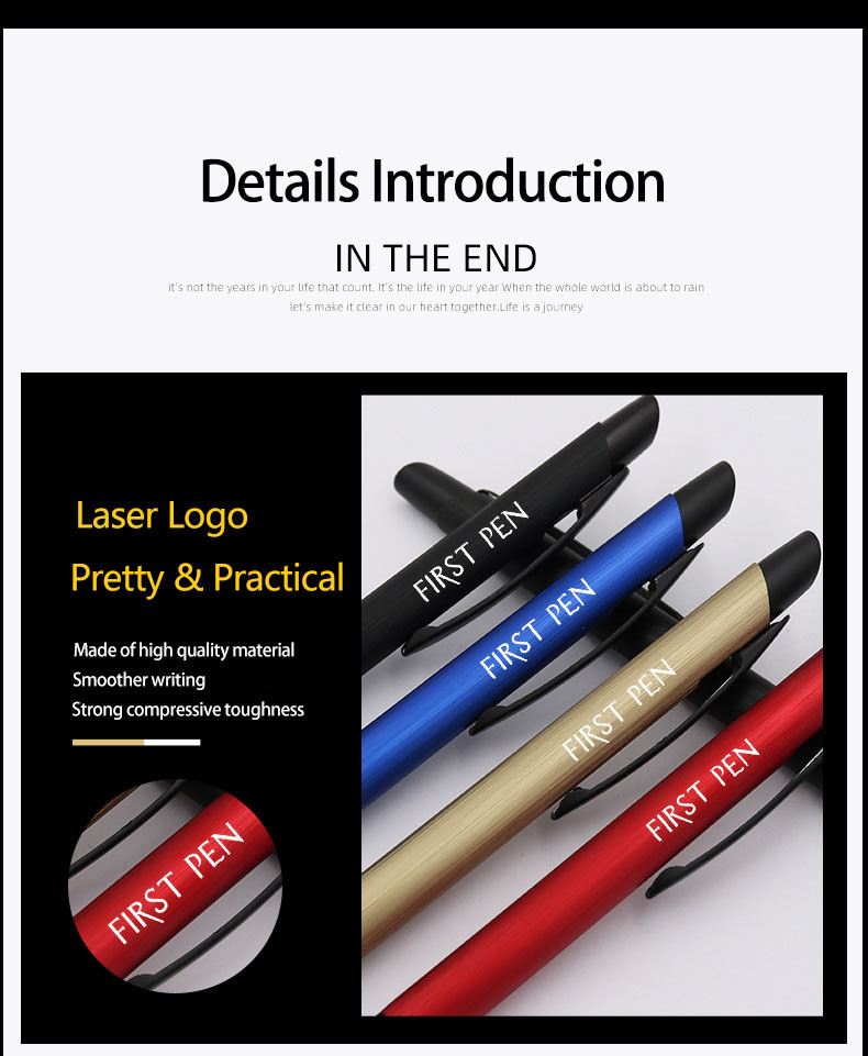 Classic Design Aluminum Ball Pen Smooth Ink Flow Ballpoint Pen Office School Stationery