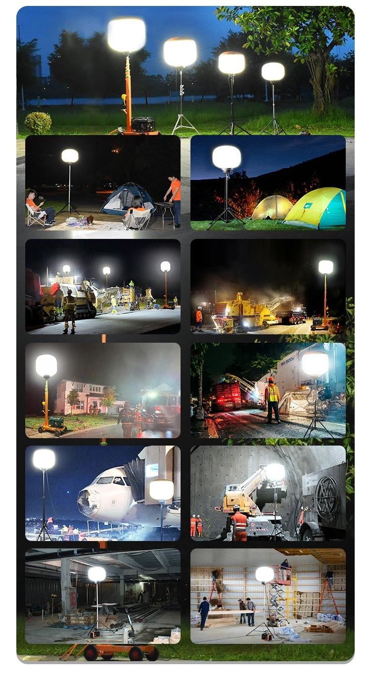 Tripod LED Balloon Lights 200W Moon Balloon Lighting Tower For Camping Outdoor