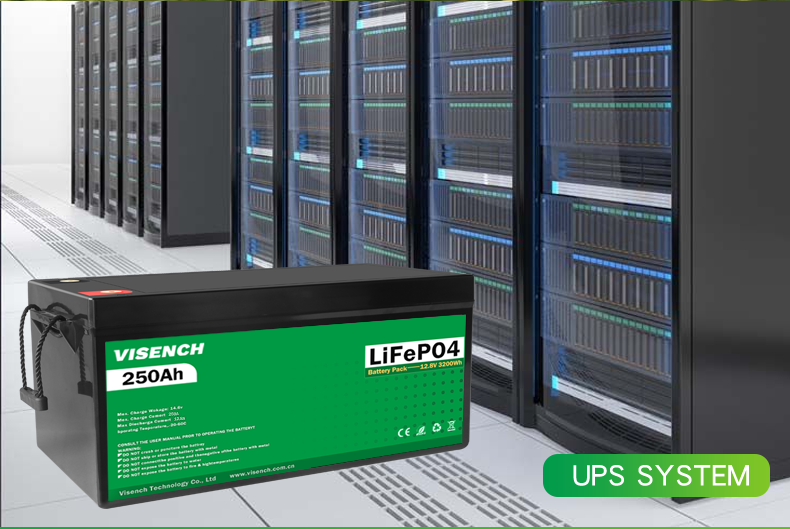 Visench Deep Cycle Storage Energy System 12V 250Ah LiFePO4 Rechargeable Lithium Iron Phosphate Battery