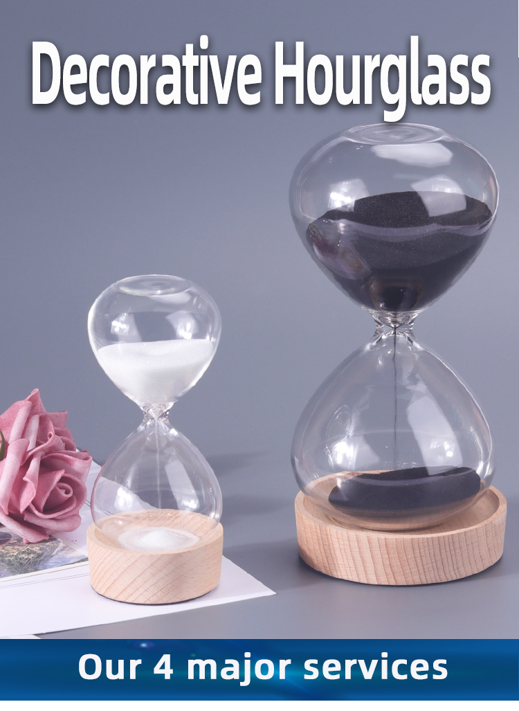 Custom Decorative Sand Timer 60 Minute 30 Minute 50 Minute With Wood Base