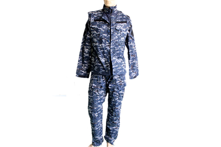 Blue Camouflage Twill Fabric BDU Military Uniform 3 Piece Set For Kuwait Army